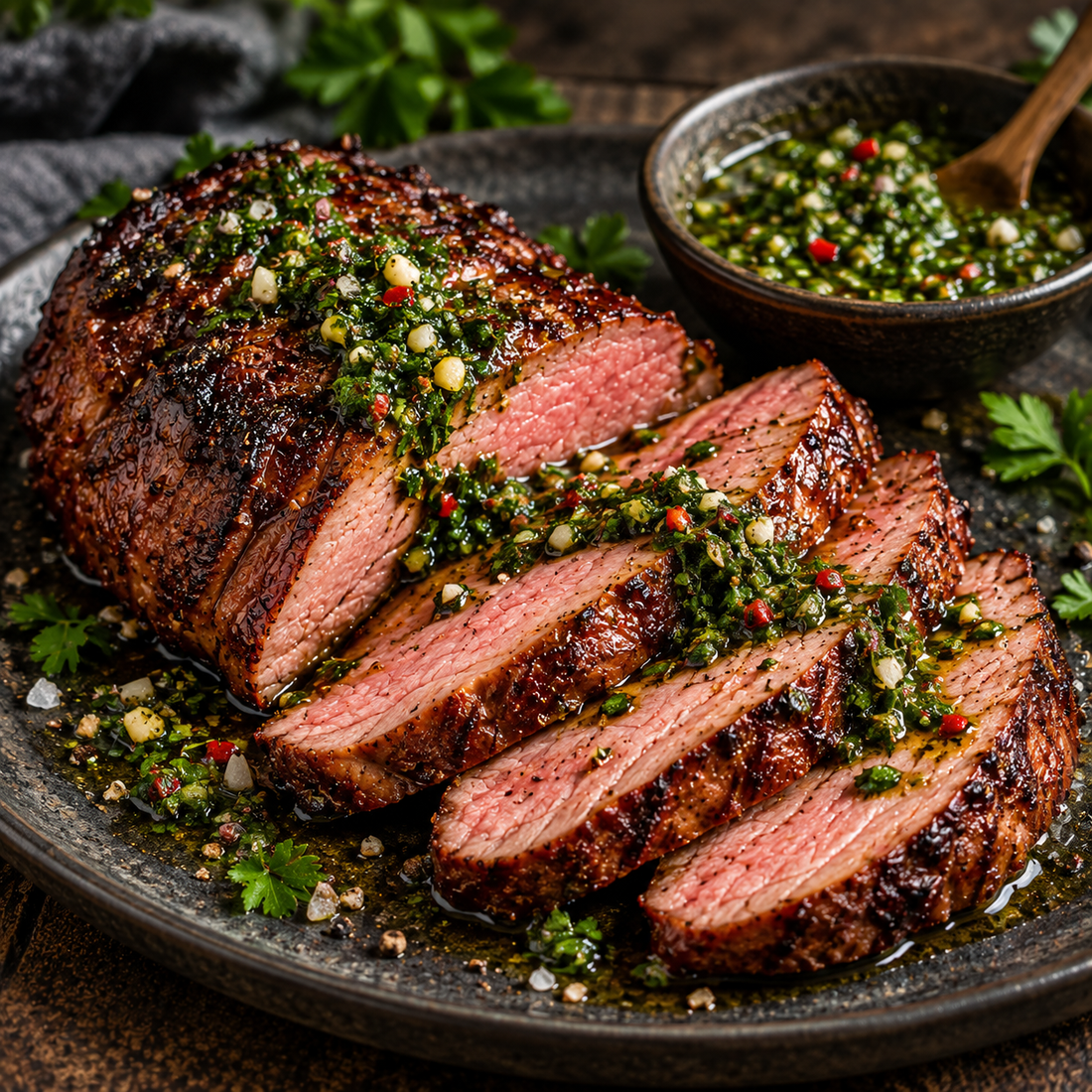 Teres Major rosa gegart mit Chimichurri