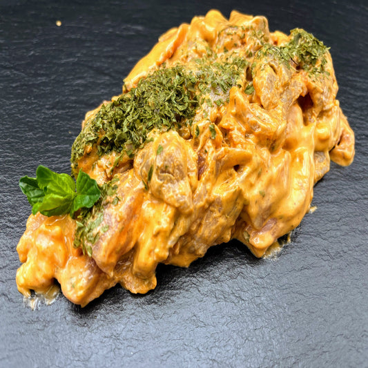 Gyros in Metaxacremesoße: Kräuter-Knoblauch – Pfanne