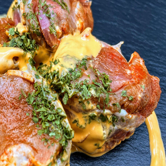 Schweinefilet in Metaxacremesoße aus dem Backofen