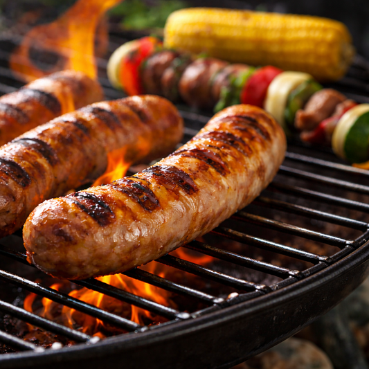 Feine Rostbratwurst oder einfach die berühmte "Willi Wurst": Zwiebel-Senf mit Pfannengemüse