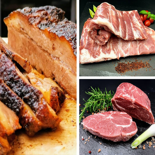 Das Holy-Trinity-Paket - 3kg Pulled Pork, 3kg Rinderbrust, 5,4 kg Spareribs: Klassisch Low & Slow – Dein-Landmetzger.de