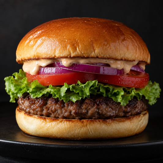 Chili-Cheese-Burger mit Rindfleisch-Patty – fertig zubereitet