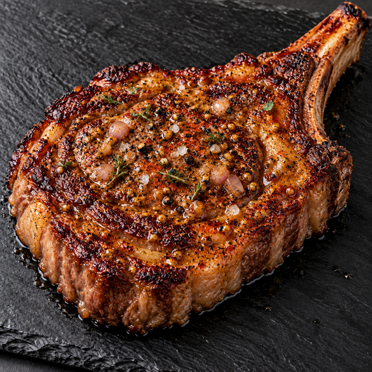 Côte de Boeuf mit rauchiger BBQ-Glasur – fertig zubereitet