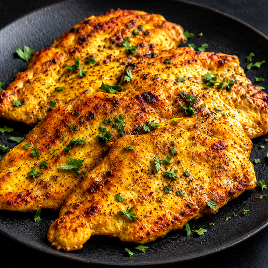 Curry-Joghurt-Hähnchen – Airfryer-Rezept – fertig zubereitet