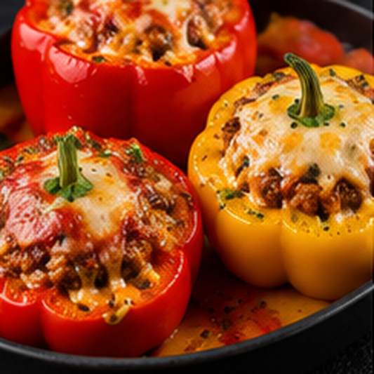 Gefüllte Paprika-Hack-Boote im Airfryer mit Hackfleisch und Käse