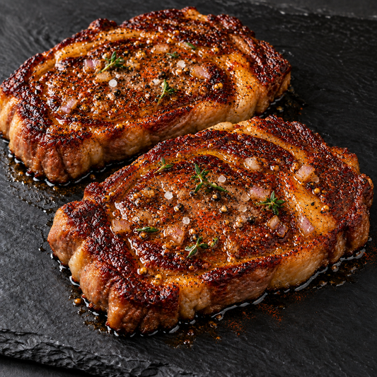 Hof-Rind Entrecôte Honig-Senf aus dem Airfryer – fertig zubereitet