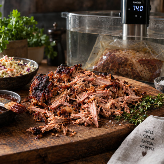Pulled Pork fertig gezupft und servierfertig