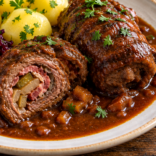 Rinderroulade mit Kräutern und Knoblauch aus dem Backofen