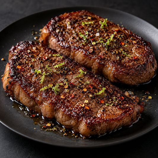 Rumpsteak mit Chili und Limettenabrieb – fertig zubereitet