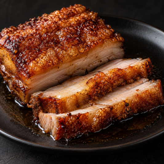 Knuspriger Schweinebauch fertig zubereitet
