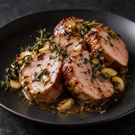 Soja-Ingwer-Schweinefilet aus dem Airfryer – fertig zubereitet