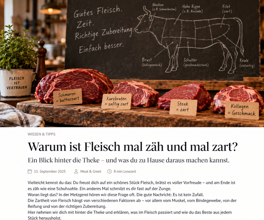 Warum Fleisch zäh oder zart wird – Kollagen, Bindegewebe und Zubereitung